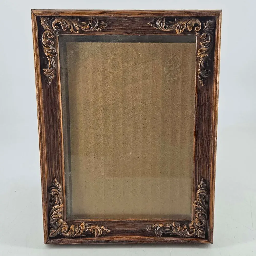 Vintage carved oak wood Picture Frame acanthus leaf Design